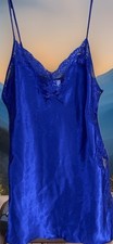 Shirley Of Hollywood Lace Up Chemise Slip Gown Royal Purple Blue Lacey Satin M