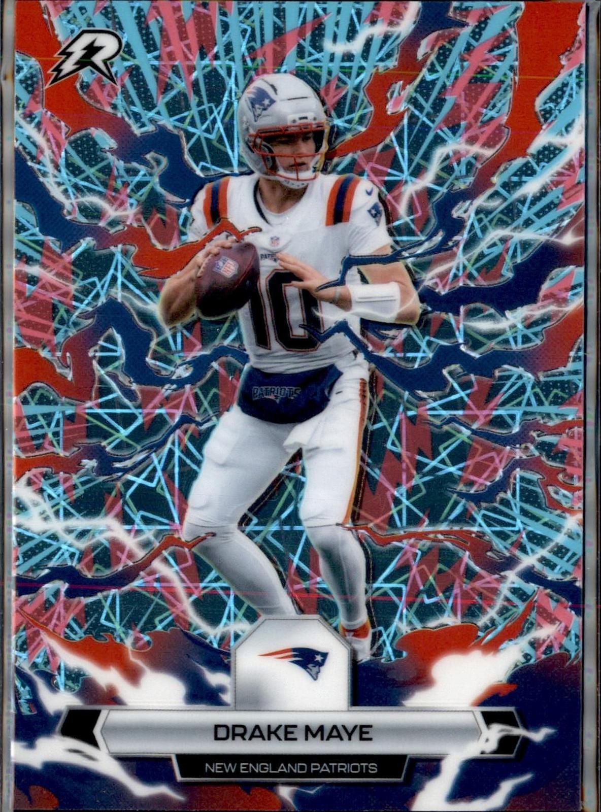 2025 Topps Resurgence #66 Drake Maye Sky Blue & Pink Shock Refractor