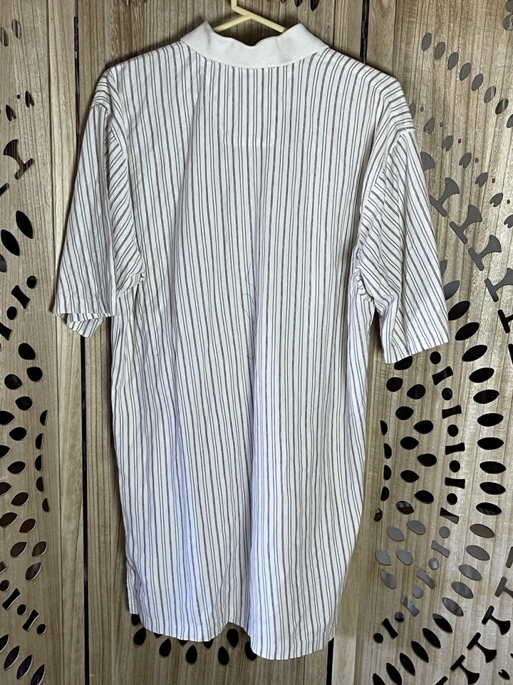 Camisa polo vintage del PGA Tour para hombre grande L blanca granate a rayas 100 % algodón Foto 3 de 3