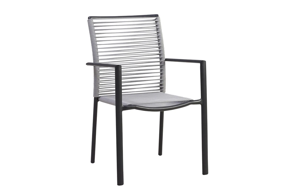 Silla apilable VINCENZA sillón con reposabrazos silla de jardín sillón de comedor antracita/gris