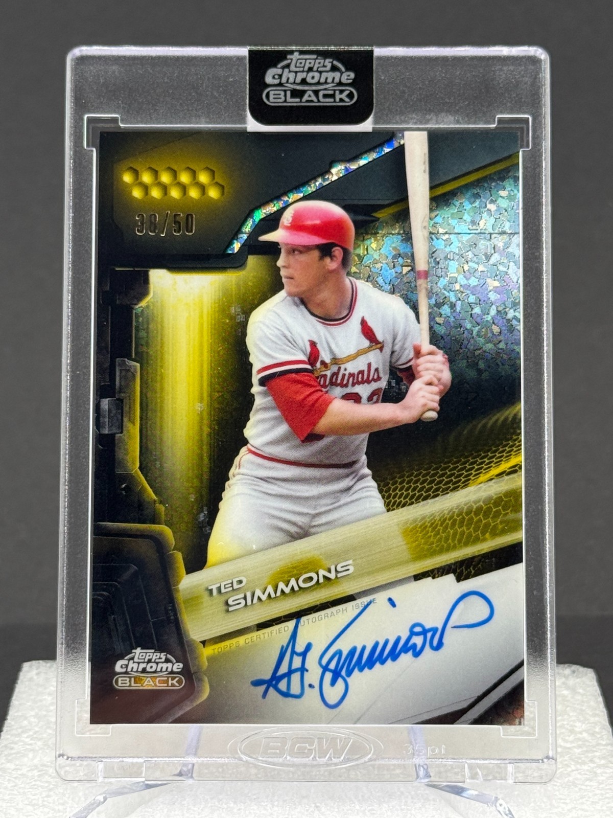 2026 Topps Chrome Black Baseball TED SIMMONS - GOLD AUTO #38/50 Cardinals CBA-TS view 2