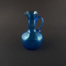Glasvase, Krug, Wasserkrug, Henkelkrug, Blau Handarbeit ca. 21cm hoch