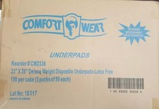 Comfort Wear Disposable Absorbent Underpads 23" x 36" 150 Count NEW Latxe Free