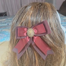 Preview of Innocent World Cameo Bow Clip | Burgundy | 2016 | Classic Lolita