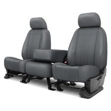 Caltrend Faux Leather Stretch Hex Quilted 1st Row Charcoal Custom Seat Covers
