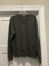 Mette Gray 100 Cashmere Tight knit Pullover Sweater Mens Size Large Modern Work