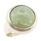 925 Sterling Silver Vintage Ring ISRAEL Round Cabochon Jade Band  Sz 10  RG35201