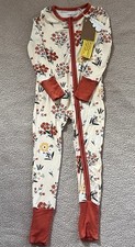 Baby Girl 18 24 Month Angel Dear Bamboo Viscose Ruffle Sleeper Orange Floral NWT