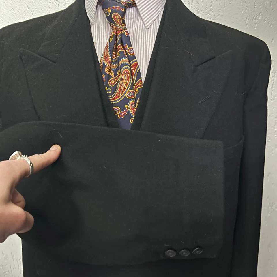 1940er 50er Jahre Herren Schwarz Dreiteiler Morgenanzug Mantel German Bespoke Vintage 44 - Bild 3 von 4