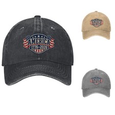 America 1776-2026 USA 250th Anniversary Patriotic Cotton Adjustable Cap Hat