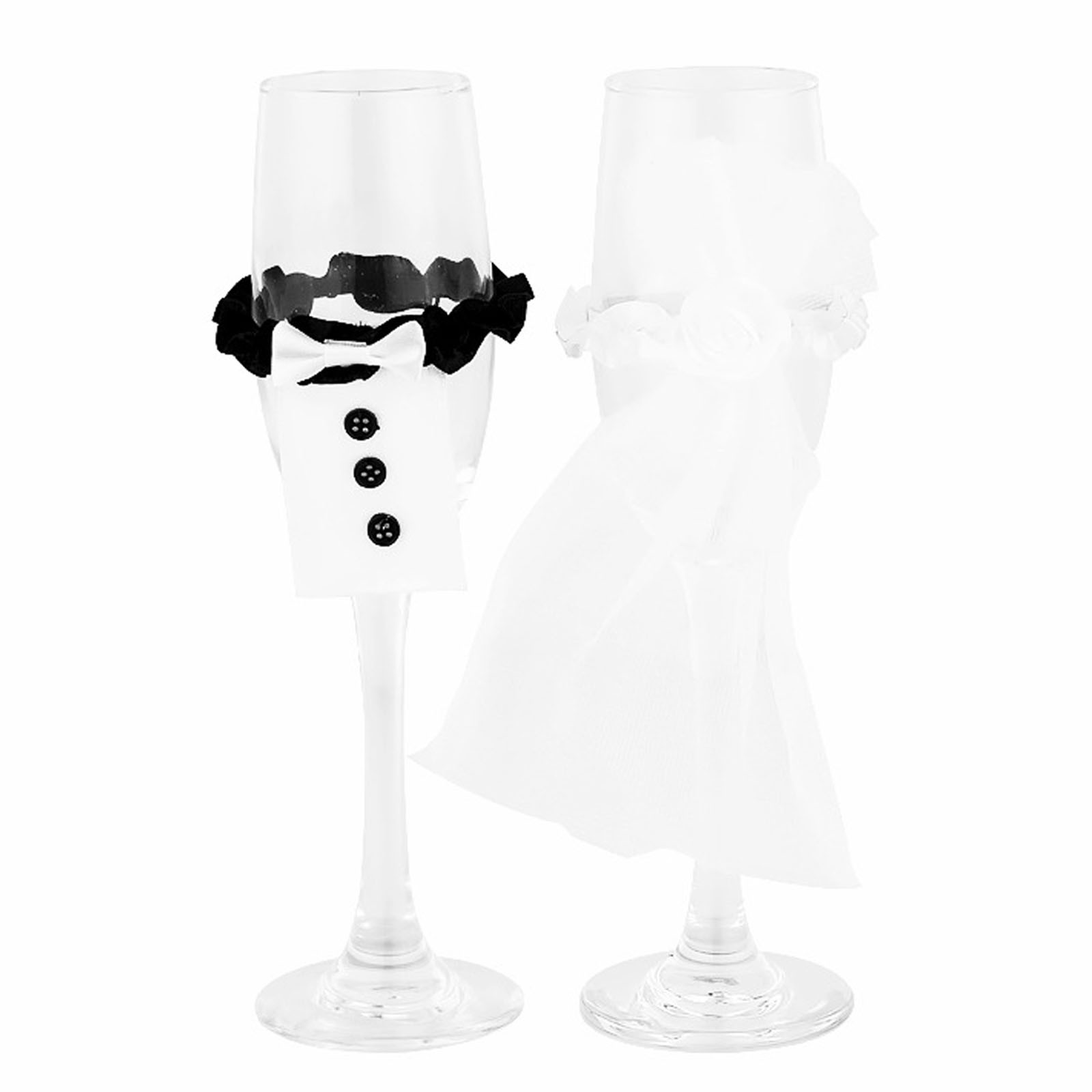 1Set Bride and Groom Wine Glasses Covers Wine Bottle Dress-Up Weddings Gift