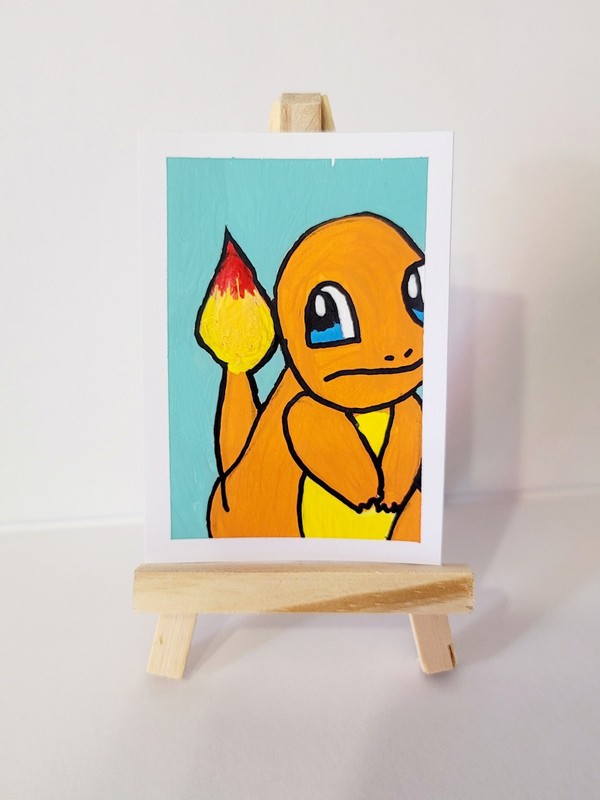 ACEO Original Charmander Pokemon Acrylic Paint Illustration ATC by LoveYourMail