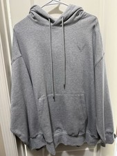 Victoria's Secret Gray Pullover Hoodie L Long Sleeve Logo Hooded Pockets