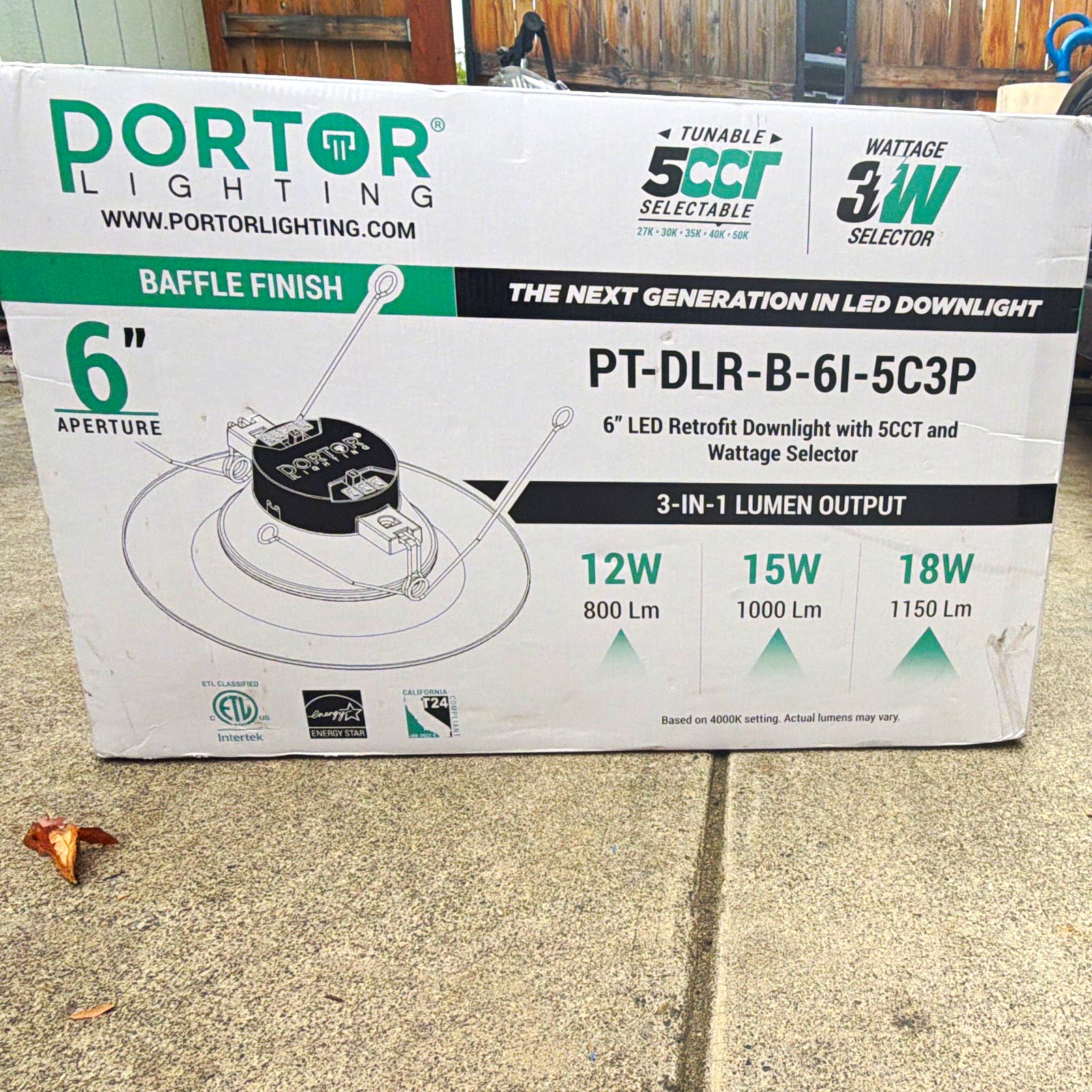 Portor Lighting PT-DLR-B-6I-5C3P 6in LED Retrofit Downlight 5CCT 3W Sel