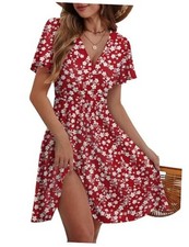 Sundresses for Women 2025 Floral Summer Elegant Beach Classy Large Red Floral