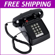 Vintage Corded Desk Phone with Large Buttons - Classic Retro Design for Elders