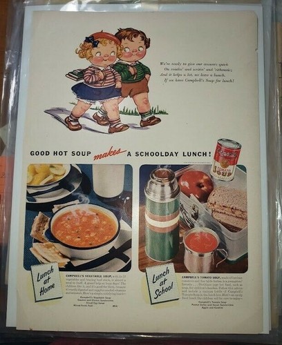 Vintage Cambell's Soup Advertising page 1930's A Schoolday Lunch