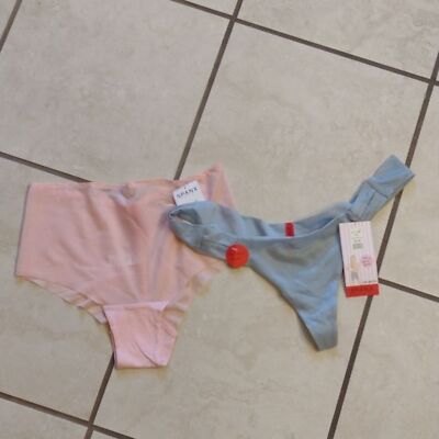 NWT Lot of 2 SPANX underwear hipster and thong in gloss pink Ice Blue size S
