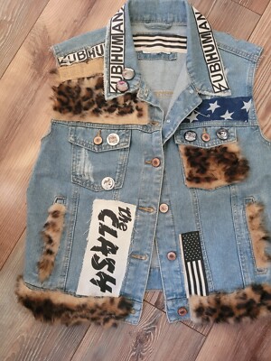 PUNK ROCK OG DENIM VEST JACKET EXPLOITED SUBHUMANS CLASH MISFITS