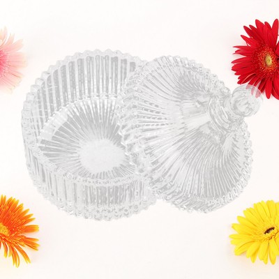 Glass Covered Jars Crystal Candy Bowl Glass Jewelry Container