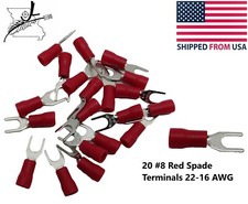 20x 8 Red Spade Terminal 22-16 AWG Wire Electrical Connector Fork End Crimp On