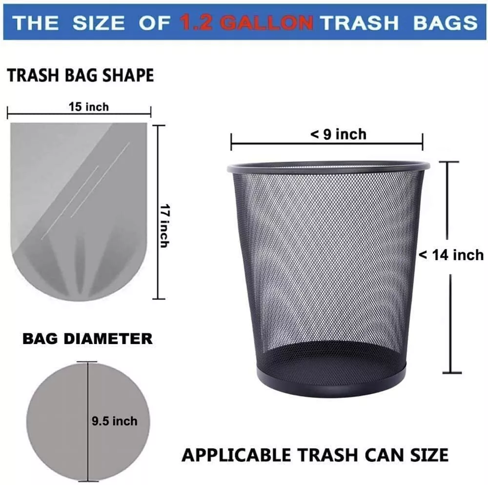 1.2 Gallon Clear Trash Bags, 150 Count 4.5 Liter Trash Liners Small Garbage  Bags for Office, Bathroom