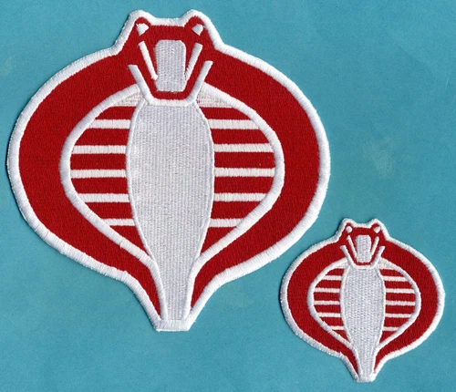 GI Joe Stormshadow Fully Embroidered Red & White 6" & 3" Cobra Iron-On Patch Set