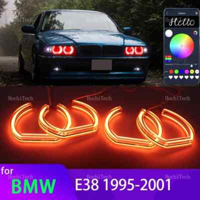 APP control RGB DTM Led Angel Eyes ring Kit for BMW 7 Series E38 XENON headlight