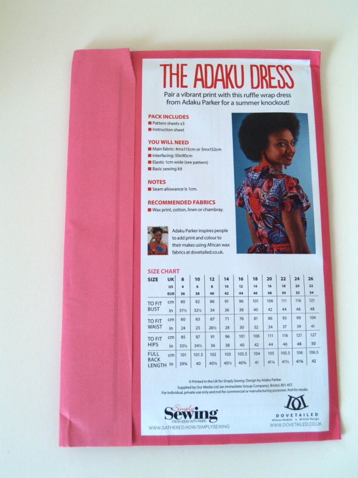 The Adaku Dress pattern- wrap front - midi sizes 8-26- Simply Sewing -uncut image 2