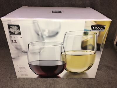 Libbey Stemless 12-Piece Red & White Wine Glass Party Set | eBay