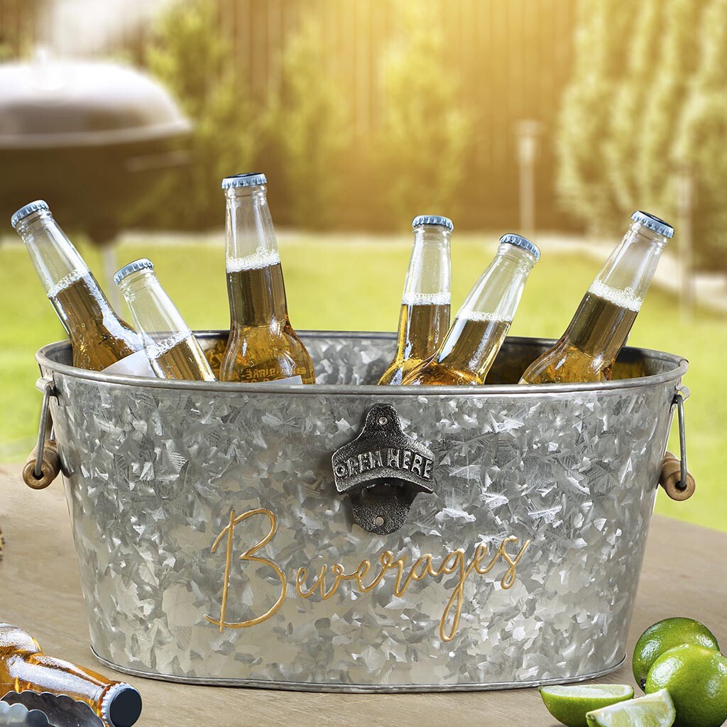 Large Galvanised Metal Champagne Wine Beer Bucket Ice Cooler Party Drinks  Tub