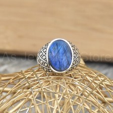 Labradorite Gemstone Ring, 925 Sterling Silver Ring, Statement Ring for Gift