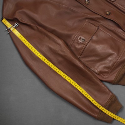 Veste En Cuir Valstarino A1 Bomber Taille 52 (L) - Marron, Sans Doublure, Occasion | Veste Aviateur Homme