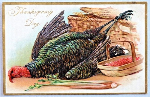 Thanksgiving Day Artist RJ Wealthy Raphael Tuck & Sons Embossed DB Postcard 3367