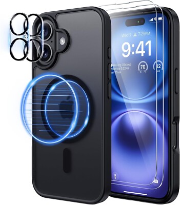 iPhone 16 Plus 6,7'' 5 in 1 Magnetische Hülle mit 2X HD Display & 2X Cam Schutzfolien