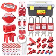 Multi-Functional Lockout Tagout Kit 70+ Pcs Loto Kit with Safety Padlock & Locko