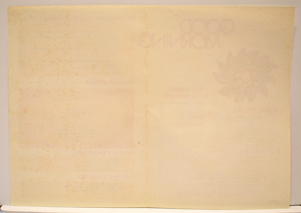 Vintage 1972 Hot Shoppers Restaurant Paper Placemat Menu eBay