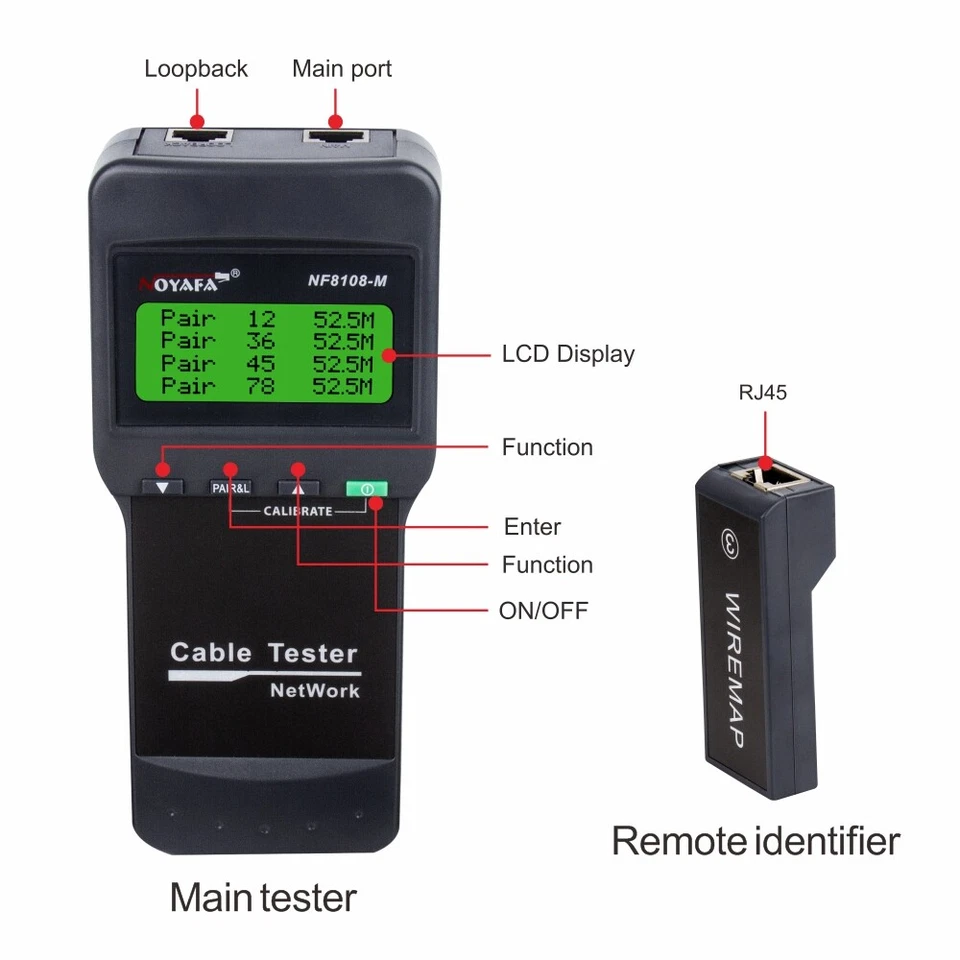 NOYAFA NF-8108M RJ45 NetWork Lan Cable Wire Length Tester LCD +8 Remote Units - Bild 4 von 4