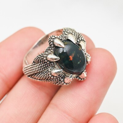 Beautiful Bloodstone Men's Ring 925 Sterling Silver Statement Ring All Size M257