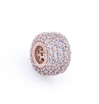 New Authentic PANDORA 14k Rose Gold Sparkling Pavé Triple-row Charm ...