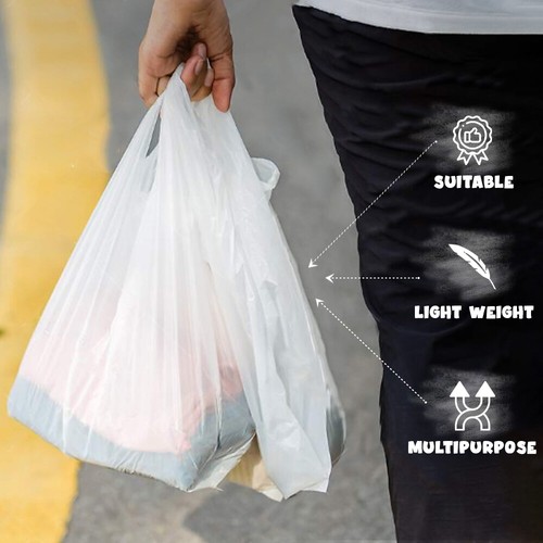 500 - Chaleco blanco bolsas de plástico para supermercados y supermercados 16 x 24 x 30 in - Imagen 5 de 5