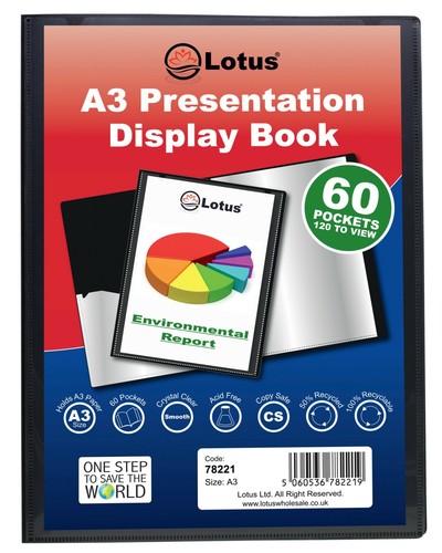 A5/A4/A3/A2 BLACK PRESENTATION DISPLAY BOOK FOLDER 20/40/60/80 POCKET RANGE - Picture 34 of 49