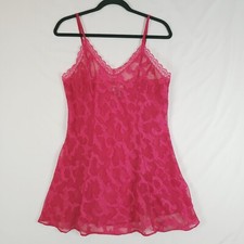 Vintage Dominique  Simone Slip Womens Large Sheer Nightgown Mesh Chemise Pink