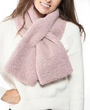 $38 INC Macy's Women's Faux-Sherpa Pull-Through Muffler Scarf soft Pink