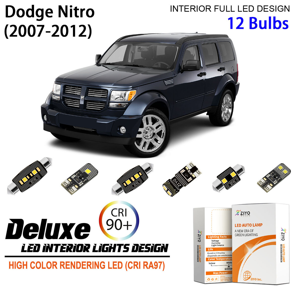 ドラム缶LEDライト内臓No.5 LED Interior Light Kit for Dodge Nitro 2007-2012 White Dome Light
