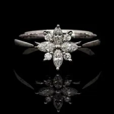 Women's Gorgeous Wedding Ring Marquise Simulated Diamond 14K White Gold Plated