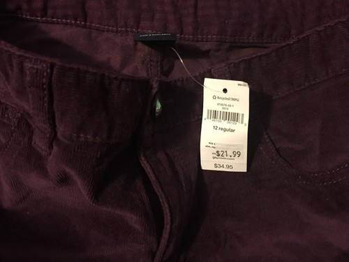 NWT 12 R Gap Kids1969 Straight Purple Corduroy Pants superlastic w/ adj waist - Picture 4 of 4