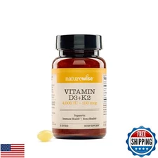 NatureWise Vitamin D3 4000IU + K2 (MK7) 100mcg with Organic Extra Virgin Coco