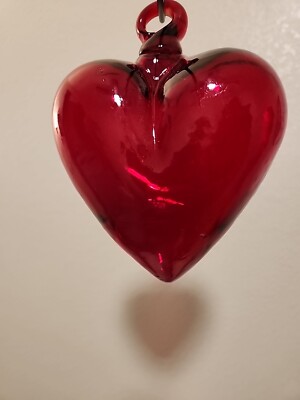 4'' Mexican Red hand made  Heart Ornament Sun Catcher