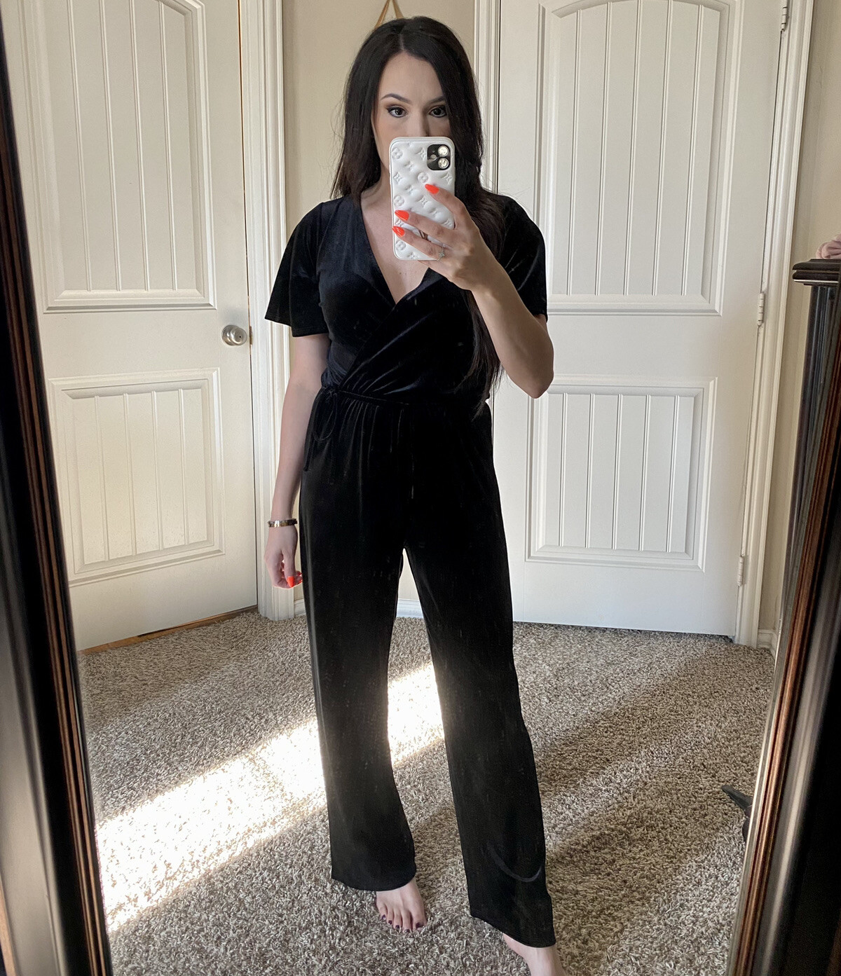 One Clothing Los Angeles Black Velvet Jumpsuit Romper… Gem